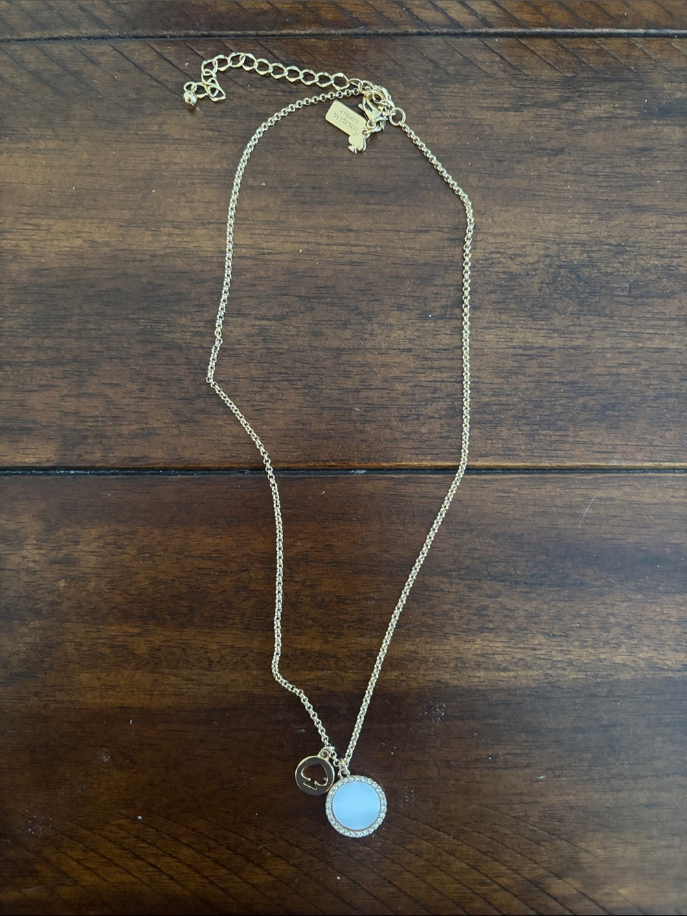 Kate Spade Gold and White Round Pendant Necklace